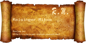 Reisinger Miksa névjegykártya